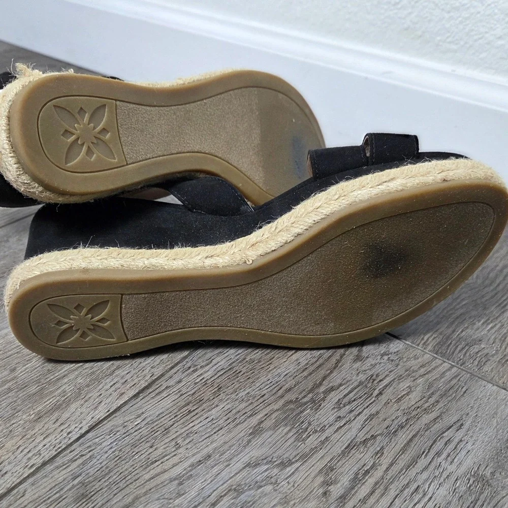 BCBGeneration Black Espadrille Wedge Sandals Womens‎ 7 Ankle Strap Crisscross